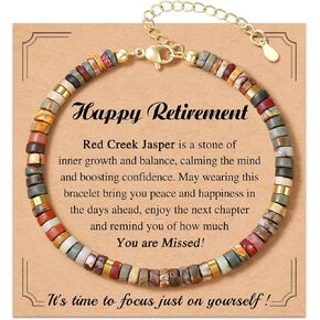 FYUKISS Retirement Gifts for Women, Inspirational Natural Stone Bracelet Retirement Gifts for Coworkers, Friends, Teachers