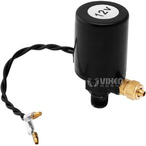 Vixen Horns 1/4" NPT 12V Electric Air Valve (Solenoid) for 3/8" OD Hose 200PSI Train/Air Horn Black VXA7468B