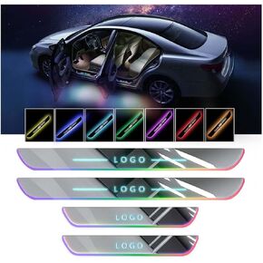4Pcs LED Door Sill Lights, Wireless Car Door Lights, Bloomcar LED Door Sill with 7 Lighting Colors, Auto-Sensing, IP67 Waterproof, Customized Door Lights Logo for All Car Models