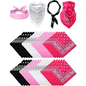 Unittype 36 Pieces Paisley Bandana Novelty Headband Square Scarf Cowboy Bandanas for Halloween Party Costume