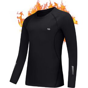 Ewedoos Boys Undershirts Thermal Shirts Youth Kids Compression Shirt Long Sleeve Fleece Lined Base Layer Baseball Soccer