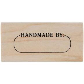 Show-Offs Handmade by Rectangular Wood and Rubber Stamp - 1 3/4 x 7/8ths Inches, Brown