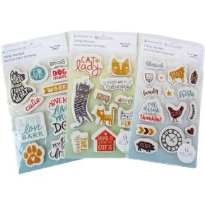 Show-Offs Animal Lovers Papercraft Stamp Mega Kit - Cats, Dogs, Farm Animals - 37 Stamps, Clear