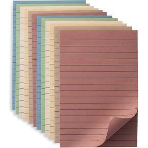 (12 Pack) Lined Sticky Notes 4x6 in Post Ruled Stickies Super Sticking Power Memo Pads Vintage Colors