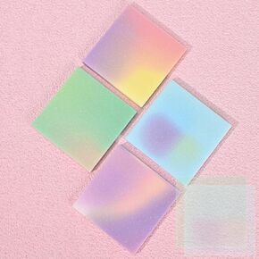 BAYTORY 250 Sheets Glitter Transparent Sticky Notes, 3 x 3 Clear Memo Pads, Waterproof Self-Stick Note, See Through Aesthetic Self-Adhesive Note for Bible Accessories (Gradient Color)