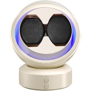 Automatic Watch Winder, 2 Slots Watch Case,Watch Winding Box with Silent Motor, Flexible Pillows, LED Light for Women's and Men's Watches, 2*AA Battery or USB Powered