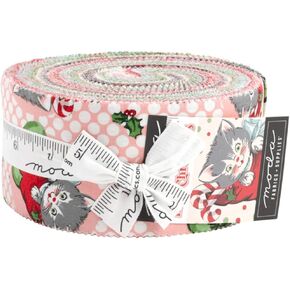Urban Chiks Kitty Christmas Jelly Roll 40 2.5-inch Strips Moda Fabrics 31200JR, Assorted