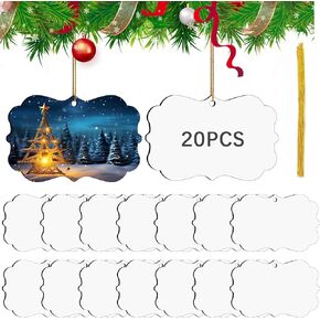 42 Pcs Sublimation Ornament Blanks, MDF Christmas Ornaments Sublimation Christmas Ornaments Blanks for Christmas Tree Decorations Double Sided Sublimation Blanks Ornaments Decor DIY Handmade Crafts