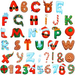 134 Pcs Christmas Letters Bulletin Board Decoration 5 Inch Christmas Letters Combo Set for Classroom Cardboard Alphabet Number Cutouts for Bulletin Board Home School Decor(Santa Claus Style)
