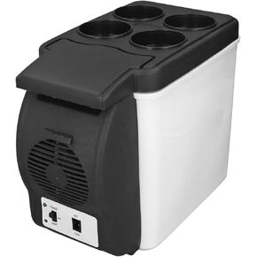 12V Car Refrigerator, Portable Car Fridge Warmer Cooler with 6L Capacity, 12V DC or 100-240V AC Dual Hot Cold Electric Refrigerator for Car RV Camping Travel, Minimum Freshness Temperature about 15°C