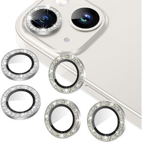 AGVEE 3+3 for iPhone 14 6.1" / 14 Plus 6.7" Camera Lens Protector, Brushed Metal Ring 9H Tempered HD Glass Camera Protector Cover Film, Brushed-Purple