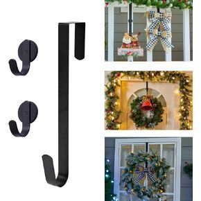 Wreath Hanger for Front Door, 1Pack 14inch Wreath Hangers and 2Pack Magnetic Wreath Hanger, Indoor or Outdoor Over Door Wreath Hook Hanger for Christmas Easter Spring Holiday Wreath Decoration