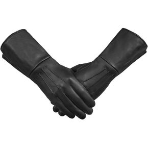 Men's Long Leather Gloves Medieval Renaissance Cosplay Swordsman Steampunk Unlined Leather Gauntlets