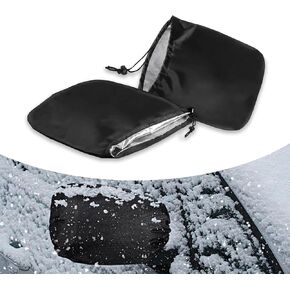 2 PCS Car Side Mirror Snow Cover, 12.9" x 10.6" 210D Silver-Coated Oxford Cloth Waterproof Dustproof Side Mirror Cover, All-Season Protection Mirror Antifrost Shield, Universal for Car (Black)