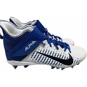 Nike Men's Alpha Menace Pro2 Mid Football Cleats Shoes #BV3945-101 White/Team Royal Blue - Size Men's 15