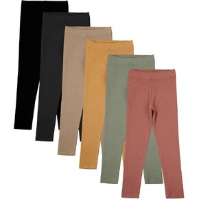 6 Pack Toddler Girl Solid Leggings Soft Comfortable Ankle Length Leggings Kids Stretchy High Waist Pants