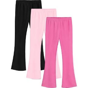 3 Pack Girls Flare Leggings Cotton Flare Pants for Girls High Waisted Boot Cut Yoga Pants Kids Bell Bottoms Leggings