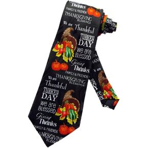 Steven Harris Mens Thanksgiving Cornucopia Necktie - Black - One Size Neck Tie
