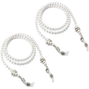 2PCS Glasses Straps, Pearl Eyeglasses Chain, Beaded Eyeglasses Holders Around Neck, Sunglasses Chains for Women, Stylish Holder Strap for Glasses, Elegant Lanyard Chain for Eyeglass Face Mask Card