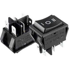 uxcell 5Pcs AC 16A/125V 16A/250V DPDT 6 Terminal 3 Position Boat Rocker Switches Black