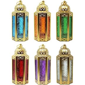 VELA LANTERNS 12pk Gold Moroccan Decor Candle Lantern, Decorative Candle Holder Lamp for Ramadan, Indoor Home Decor, Patio, Weddings, Table or Hanging, Assorted Colors, Medium