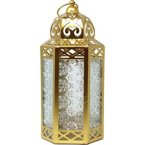 VELA LANTERNS 12pk Gold Moroccan Decor Candle Lantern, Decorative Candle Holder Lamp for Ramadan, Indoor Home Decor, Patio, Weddings, Table or Hanging, Assorted Colors, Medium