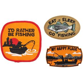 My Happy Place Go Fishing Embroidered Iron on Patches