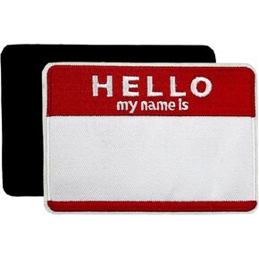 4" Hello My Name is Blank Name Tag Embroidered Hook and Loop Patch