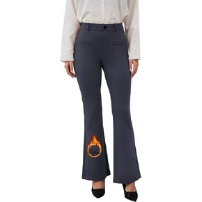 VIMPEP Fleece Lined Dress Pants for Women High Rise Flare Soft Feeling Pull On Work Yoga Pants for Cold Weather 1102