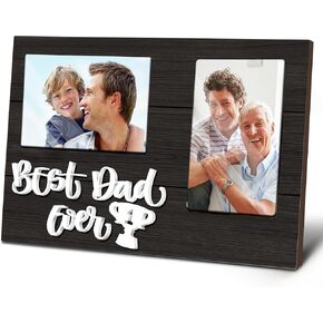 Gifts for Dad Fathers Day, Dad Gifts from Son, 3D Best Dad Ever Gift Photo Frame – Dad Birthday Gift from Wife, Gifts for Dad Who Wants Nothing,Holds 2 4x6 Inches Photos