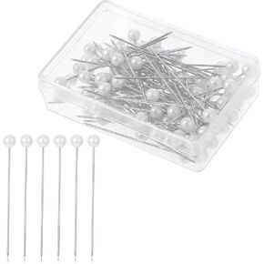100 Pcs Pearl Pins for Bouquets Sewing Pins for Fabric White Straight Head Pins Map Pins Fixed Sewing Marker Needle for Crafting Dress Maker Jewelry DIY Craft and Sewing Wedding Flower Decorations