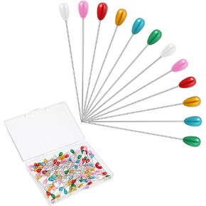 100 Pcs Sewing Pins for Fabric, Long 2.2 Inch Quilting Pins Straight Pins with Pearlized Head, Multicolor Corsage Stick Pins for Jewelry DIY Decoration Craft and Sewing Project