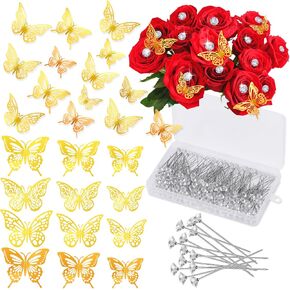 400 Pcs Diamond Boutonniere Pins, 2.1 Inch Flower Pins Straight Pins Diamond Rhinestones Head Corsage Diamond Pins for Bouquets, Boutonniere Pins for Flower Bouquets for Wedding DIY Decoration