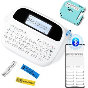 Label Maker, Label Maker Machine with-Tape, Rechargeable Portable Labeler with Backlit LCD, Handheld Label Maker with Keyboard, Multiple Font Frame Icon for Home school office organization, M950