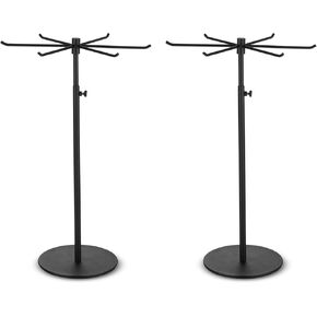 Spinning Jewelry Display Stand - Set of 2 Rotating Keychain Display Stand - Adjustable Height Hanging Jewelry Organizer - Countertop Tall Necklace Jewelry Display for Vendors (Matte Black)