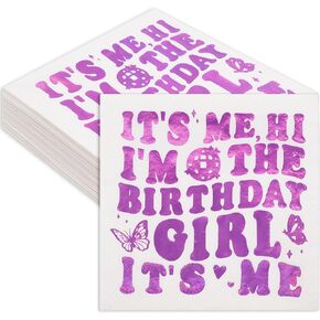 50 قطعة من مناديل It's Me Hi I'm the Christmas Girl It's Me، 3 طبقات من مناديل كوكتيل المغني المشهورة زينة عيد ميلاد سعيد للمعجبين - 5 بوصة × 5 بوصة مطوية (مغنية)