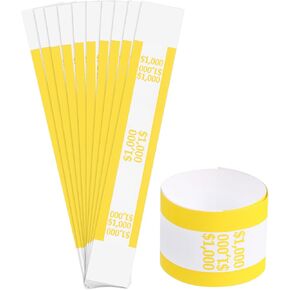 uxcell Pack of 50 Money Band Bundles, Self-Adhesive Bill Wrappers Money Wrappers Money Straps for Organize Bills Money, 7.6x1.14 Inch, Yellow