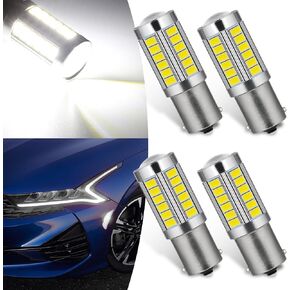 4 Pack 1156 Car LED Turn Signal Lights, Super Bright Vehicle Bulb Replacements, Lossless Installation, Universal Waterproof Automotive Lighting Bulbs for Car Truck SUV (White Light)