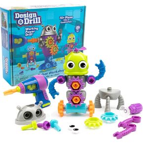 Educational Insights Design & Drill Robot Workshop - Take Apart Toy with Electric Toy Drill, Over 70 Pieces, Toddler STEM Toy, Gift for Ages 3+