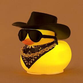 wonuu Rubber Duck with Light, Mini Ducky with Sunglasses Bandana Necklace Cowboy Hat, Assemble Needed, Black