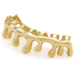 canjoyn 18K Gold Teardrop Bottom Grillz 8 Teeth Lower Teeth Drip Cap Women Grillz