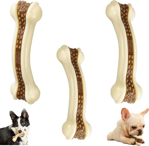 SPEREELER Dog Chew Toys for Aggressive Chewers, 2 Pack Real Beef Flavor,Indestructible Dog Teething Chew Toys for Large/Medium/Small Puppies Breed,Tough Pet Toy with Durable Nylon in Kuwait