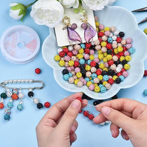 120pcs 10mm Rhinestone Clay Beads, Polymer Fancy Bling Beads for Baseball Necklace, Round Shamballa Disco Sparkly Beads for Jewelry Making-Dark Blue in Kuwait