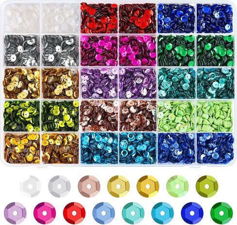 NACHLYNN 16800 Pcs 6MM Bulk Loose Sequins 15 Colors Rainbow Round Cup Sequins Flat Beads Round with Holes for DIY Crafts Sewing Wedding Christmas Jewelry Making Nail Arts Crafts in Kuwait