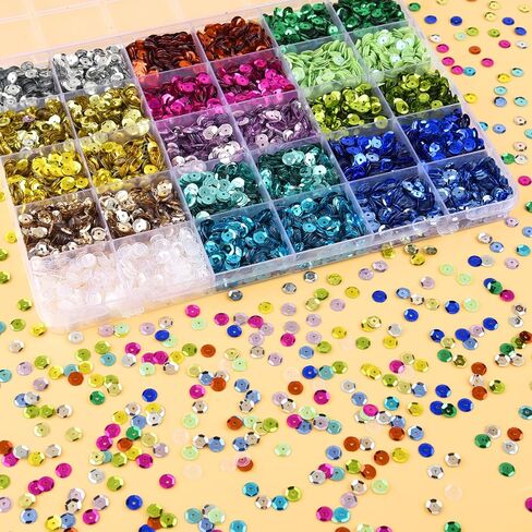 NACHLYNN 16800 Pcs 6MM Bulk Loose Sequins 15 Colors Rainbow Round Cup Sequins Flat Beads Round with Holes for DIY Crafts Sewing Wedding Christmas Jewelry Making Nail Arts Crafts in Kuwait
