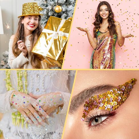 NACHLYNN 16800 Pcs 6MM Bulk Loose Sequins 15 Colors Rainbow Round Cup Sequins Flat Beads Round with Holes for DIY Crafts Sewing Wedding Christmas Jewelry Making Nail Arts Crafts in Kuwait