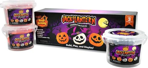 مجموعة أدوات بناء Buddiez Jack-O-Lantern Craft المكونة من 3 قطع - قم ببناء واللعب وعرض 3 فوانيس Jack-O-Lanterns من الطين الجاف بالهواء للهالوين والخريف، رائعة لحفلات أعياد الميلاد، أو الخدعة أو الحلوى، للأطفال من سن 5 سنوات فما فوق in Saudi Arabia