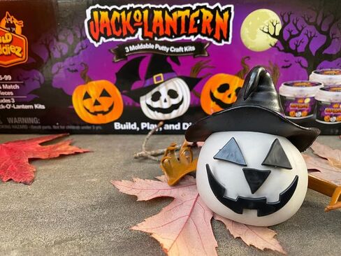 مجموعة أدوات بناء Buddiez Jack-O-Lantern Craft المكونة من 3 قطع - قم ببناء واللعب وعرض 3 فوانيس Jack-O-Lanterns من الطين الجاف بالهواء للهالوين والخريف، رائعة لحفلات أعياد الميلاد، أو الخدعة أو الحلوى، للأطفال من سن 5 سنوات فما فوق in Saudi Arabia