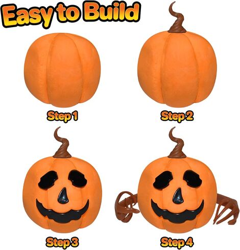 مجموعة أدوات بناء Buddiez Jack-O-Lantern Craft المكونة من 3 قطع - قم ببناء واللعب وعرض 3 فوانيس Jack-O-Lanterns من الطين الجاف بالهواء للهالوين والخريف، رائعة لحفلات أعياد الميلاد، أو الخدعة أو الحلوى، للأطفال من سن 5 سنوات فما فوق in Saudi Arabia