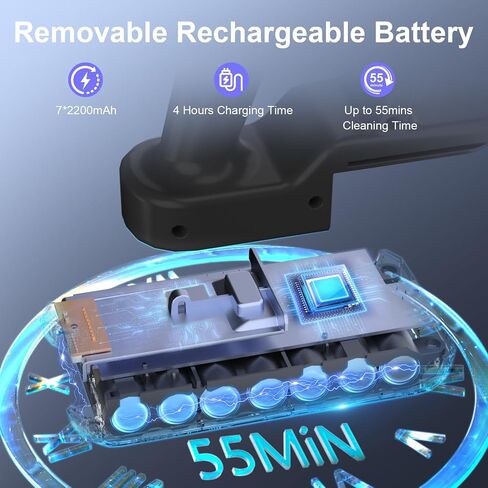 Cordless Stick Vacuum Cleaner, 55Mins Lightweight Vaccum with 250W Brushless Motor, LED Screen, Anti-Tangle Brush, 27KPA Rechargeable Wireless Vacuum Cleaner for Home Pet Hair Carpet Hard Floor in Saudi Arabia